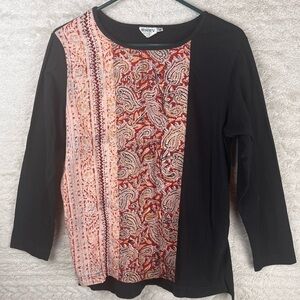 Batik Top Asymmetrical Paisley Print Embroidery Patchwork Unique SERRV